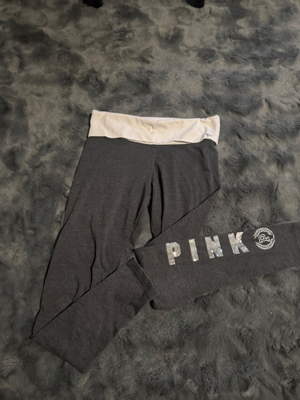 PINK Victoria's Secret Gray Fold-Over Waist Leggings